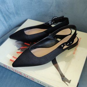Mango Pointed-Toe Sling back Flats